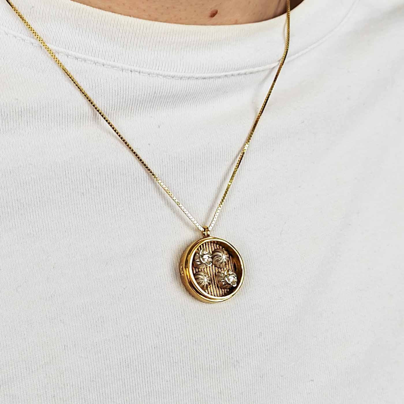 Dim Sum Necklace in Silver & Part 24ct Gold Plate